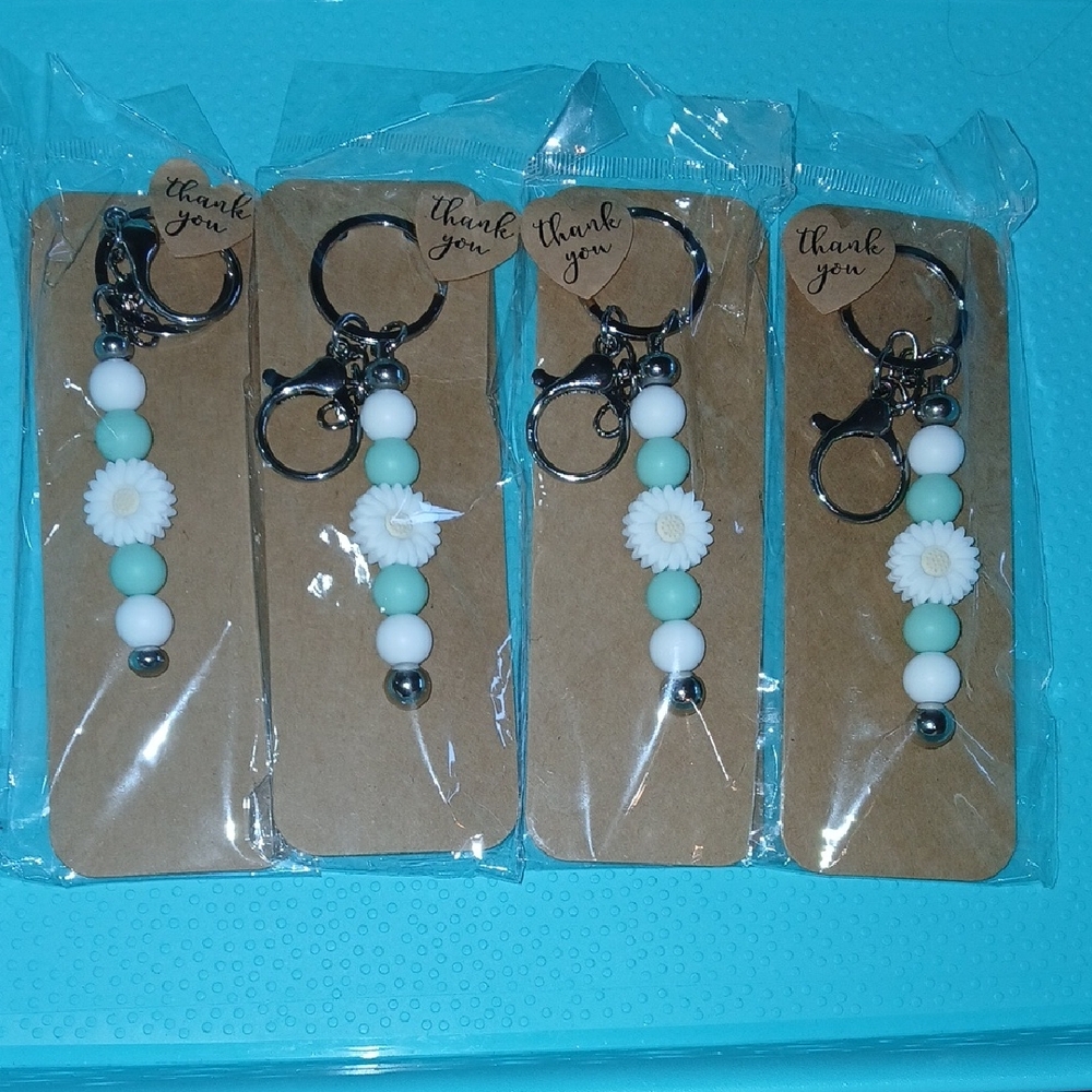 Handmade Elegant Floral Keychain with Beads